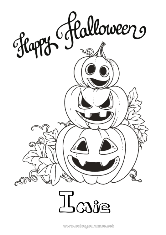 Kolorowanka do wydruku Dynia Halloween Napis 'halloween'