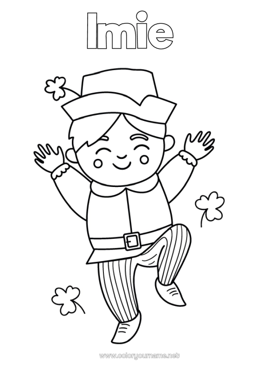 Kolorowanka do wydruku Koniczyna Irlandia Święto Świętego Patryka Leprechaun - Leprechaun