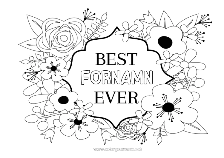 Färgläggningssida att skriva ut Blommor Mamma Mormor Grattis på födelsedagen Vän, Väninna