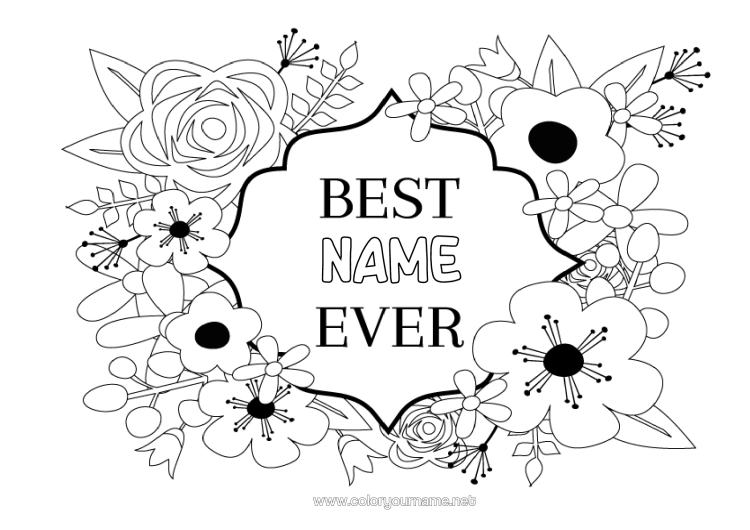 Colouring page to print Flowers Mum Grandma Happy Birthday Friend, Friend (Female)