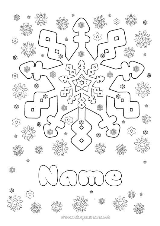 Colouring page to print Snow Winter Mandala Snowflakes