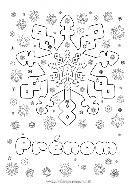 Coloriage à imprimer Neige Hiver Mandala Flocons de neige