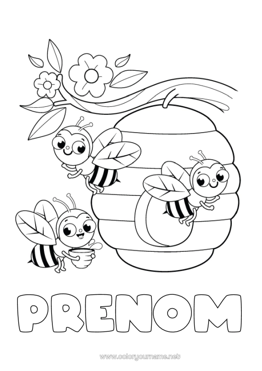 Coloriage à imprimer Printemps Animal Abeille Insectes