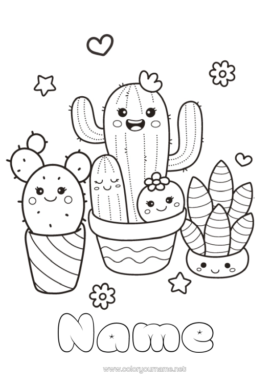 Colouring page to print Cute Cactus