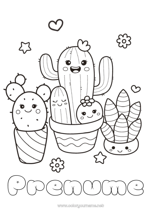 Pagină de colorat de imprimat Drăguț Cactus