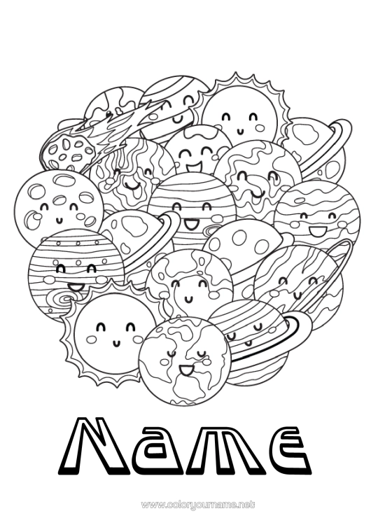 Colouring page to print Mandala Space Planets And Solar System Complex Colouring Pages Earth Astronomy