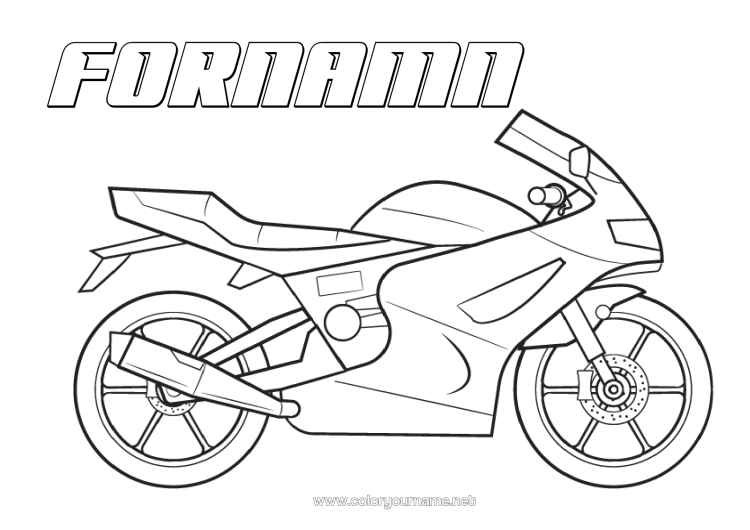 Färgläggningssida att skriva ut Fordon Motorcykel Tvåhjuliga fordon