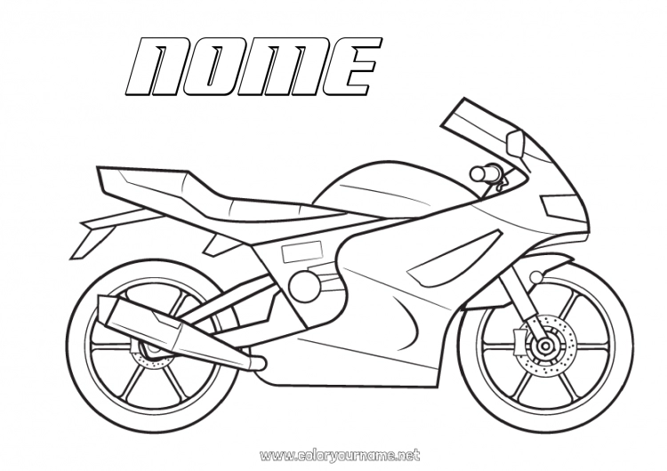 Página de desenho para imprimir Veículos Motocicleta Veículos de duas rodas