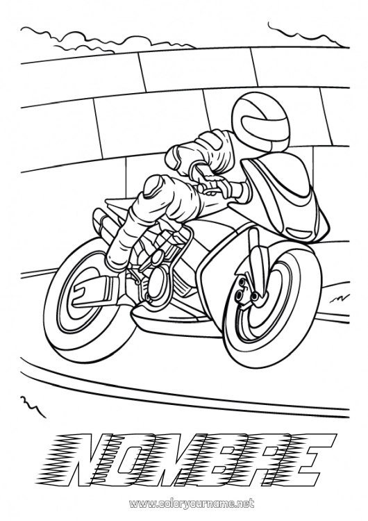 Dibujo para colorear para imprimir Vehículos Carrera Moto Vehículos de dos ruedas