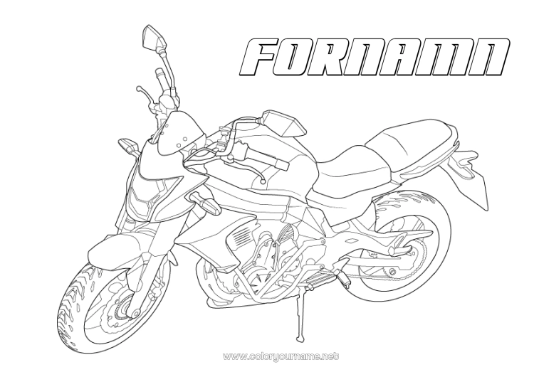 Färgläggningssida att skriva ut Fordon Motorcykel Tvåhjuliga fordon