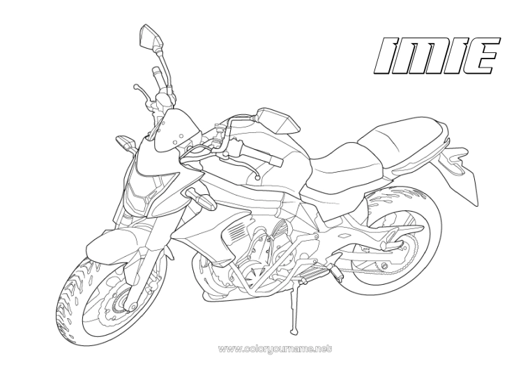 Kolorowanka do wydruku Pojazdy Motocykl Pojazdy dwuśladowe