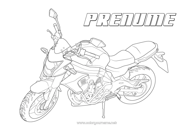 Pagină de colorat de imprimat Vehicule Motocicletă Vehicule cu două roți