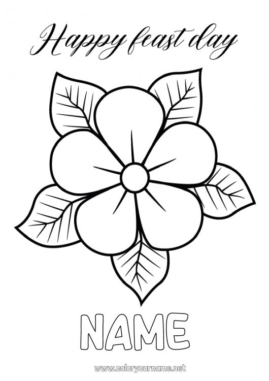 Coloring page to print Flowers Mum Grandma Happy feast day ! Easy coloring pages Hibiscus