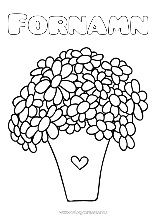 Färgläggningssida att skriva ut Blommor Grattis på födelsedagen Vår Vas