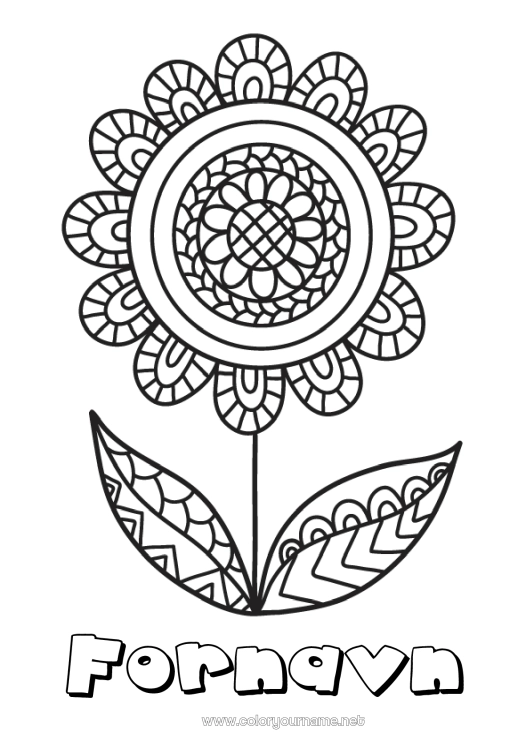 Fargeleggingssiden til utskrift Blomster Mandala God fest! Vår Mellomliggende fargelegginger