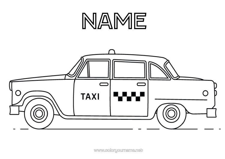 Colouring page to print Vehicles Car United States Of America New York Taxi Trucks And Commercial Vehicles Cars, Vans And Motorhomes Transport Occupations