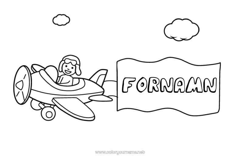 Färgläggningssida att skriva ut Flygplan Fordon Luftfartyg Skylt