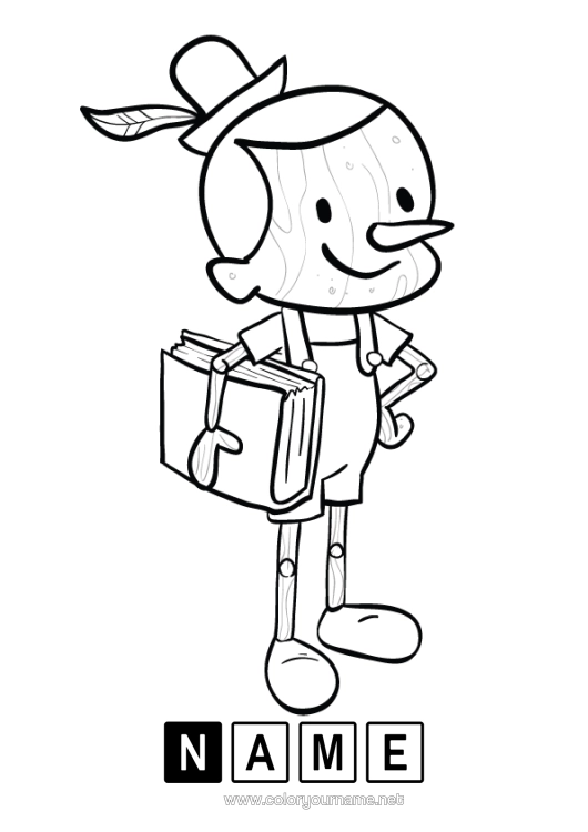 Colouring page to print Pinocchio Fairy Tale Intermediate Colouring Sheets Book Reading Children's Tales