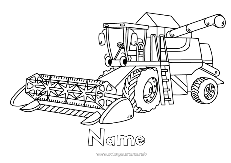 Colouring page to print Vehicles Harvester Farm Vehicles Farm Farm Jobs