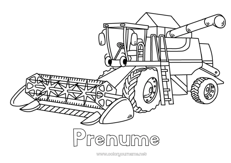 Pagină de colorat de imprimat Vehicule Recoltoare Vehiculele fermei Ferma Meserii agricole