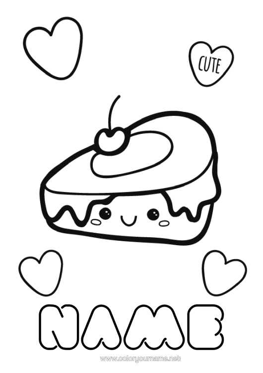 Colouring page to print Cute Cute Food Treats, Sweets