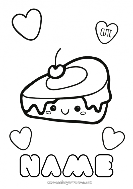 Coloring page to print Cute Kawaii Food Treats