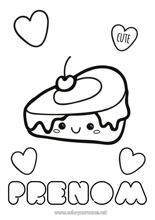 Coloriage à imprimer Mignon Kawaii Nourriture Gourmandises, sucreries