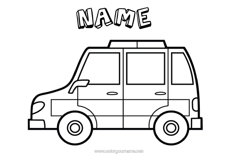 Colouring page to print Vehicles Car Police Easy Colouring Pages Police Vehicles Emergency And Rescue Vehicles Cars, Vans And Motorhomes Security Occupations