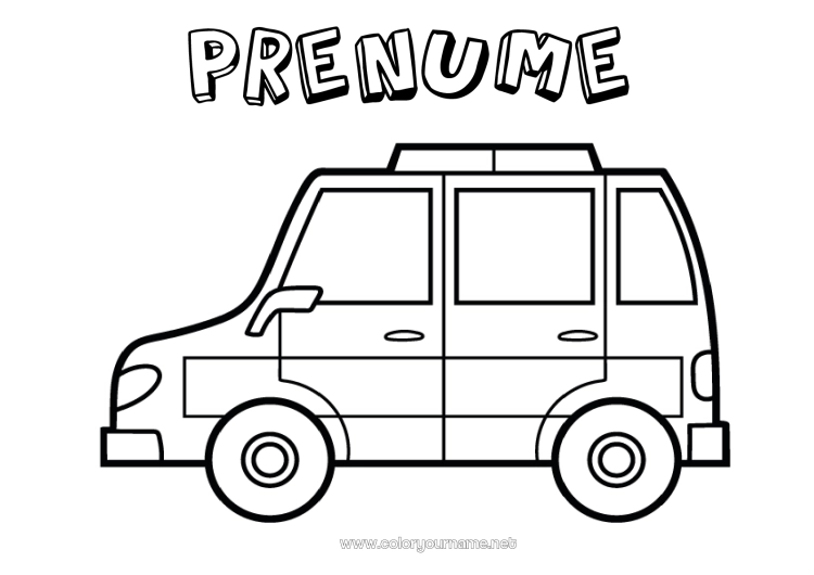Pagină de colorat de imprimat Vehicule Mașină Politie Desene de colorat ușoare Vehicule de poliție Vehicule de salvare și urgență Mașini, furgonete și autorulote Meserii în domeniul securității