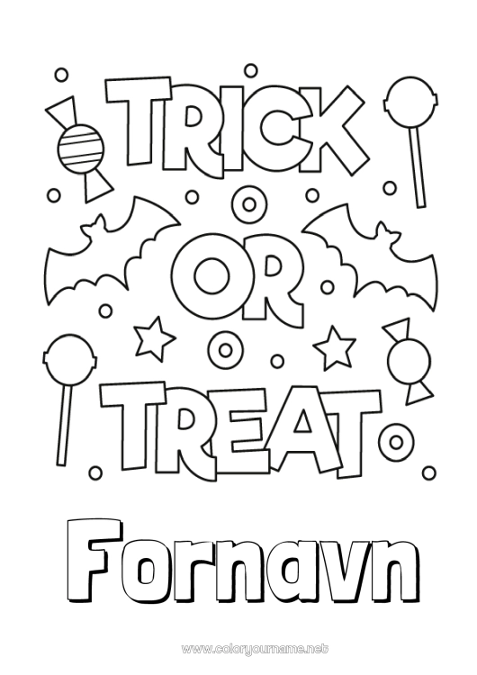 Fargeleggingssiden til utskrift Godteri En godteri eller en spøk? Halloween