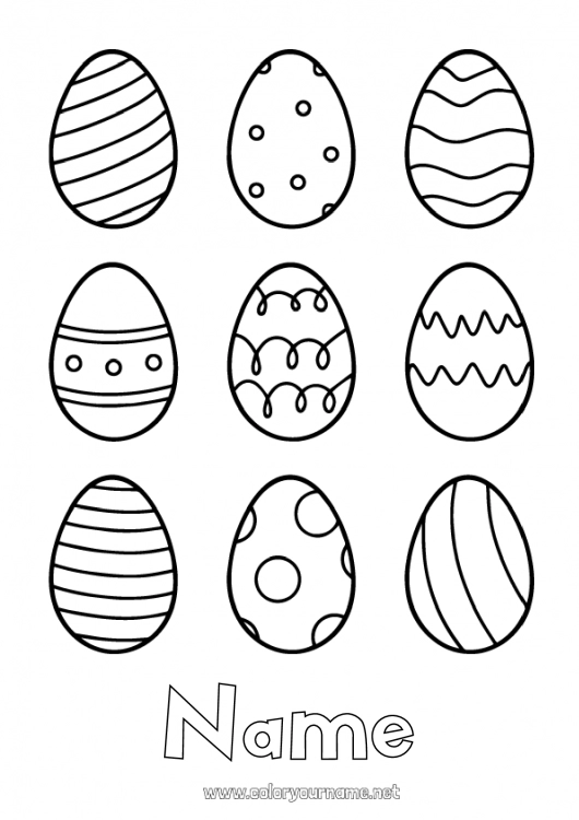 Coloring page to print Children's activities Easter eggs Easy coloring pages