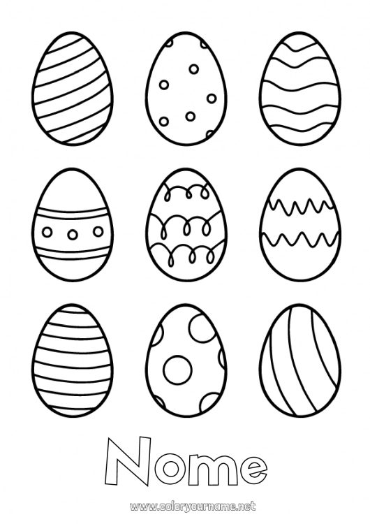 Página de desenho para imprimir Atividades para Crianças Ovos de Páscoa Desenhos para colorir fáceis