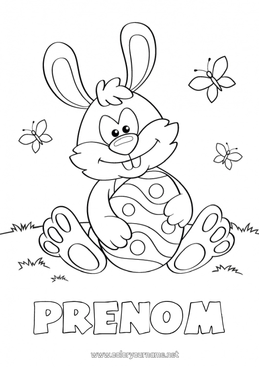 Coloriage à imprimer Printemps Lapin Animal Oeufs de Pâques Pâques Animaux de la forêt