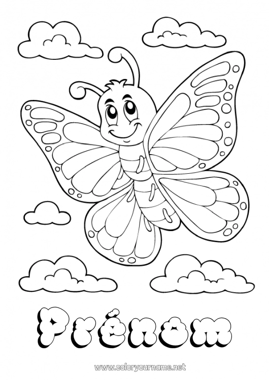 Coloriage à imprimer Printemps Papillon Animal Insectes