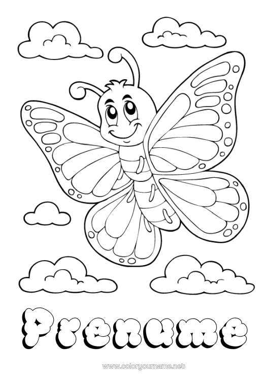 Pagină de colorat de imprimat Primăvară Fluture Animal Insecte