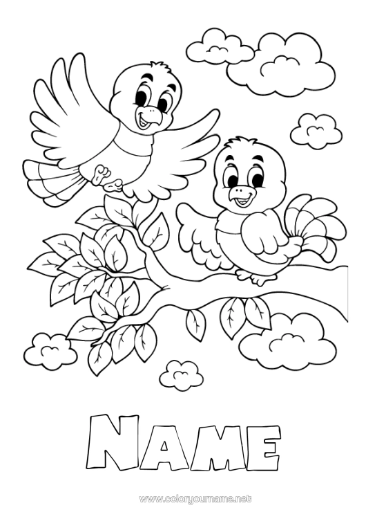 Colouring page to print Bird Spring Animal Birds And Flying Mammals