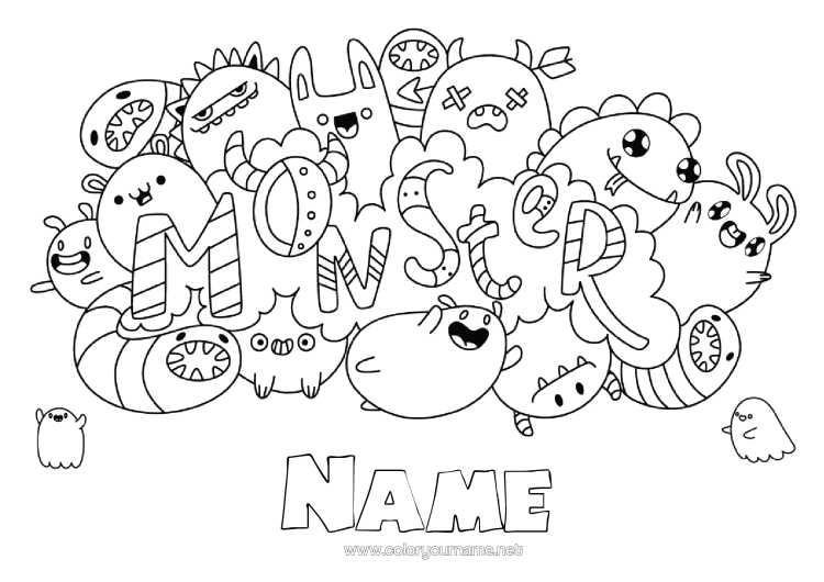 Colouring page to print Monster Cute Cute
