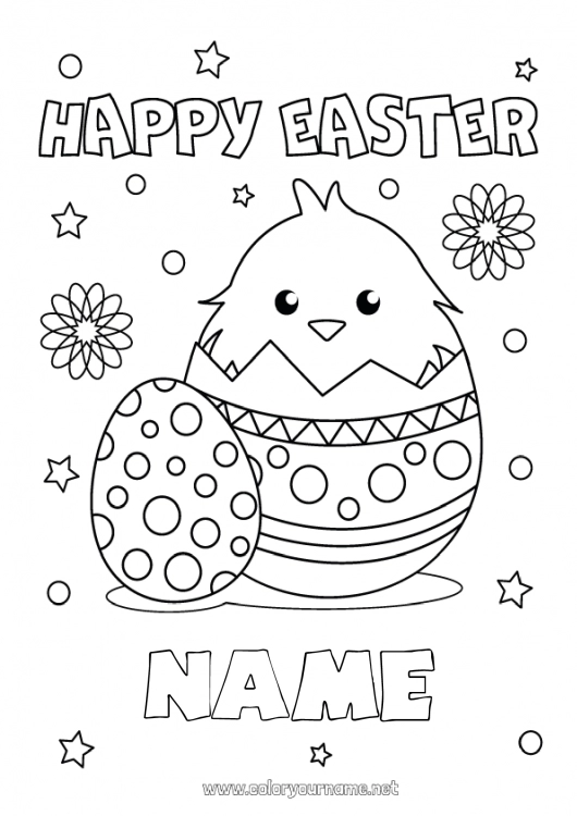 Coloring page to print Chick Easter eggs Easter 