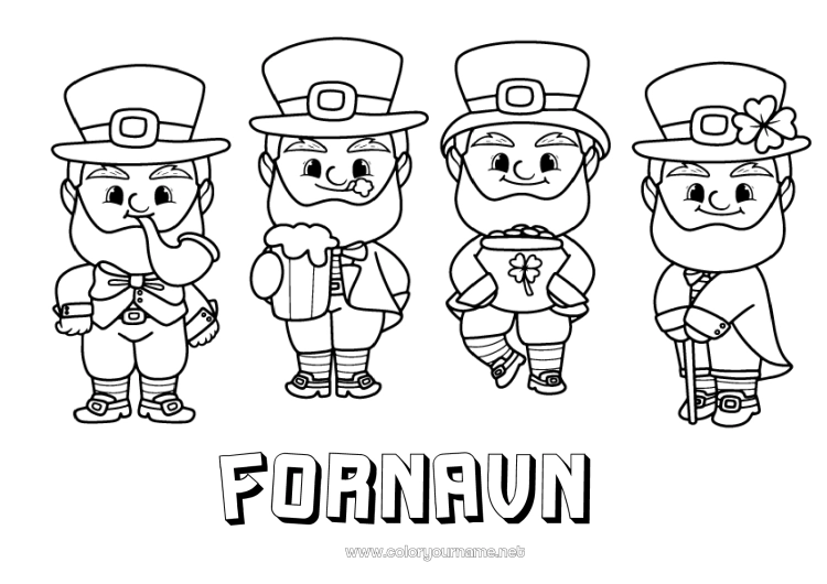 Farvelægningssiden til udskrivning Irland Sankt Patricks Dag Leprechaun Drik Øl