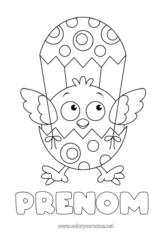 Coloriage à imprimer Printemps Poussin Animal Oeufs de Pâques Pâques Animaux de la ferme