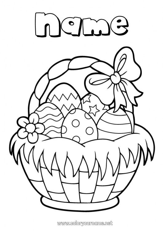 Coloring page to print Easter eggs Easter Basket