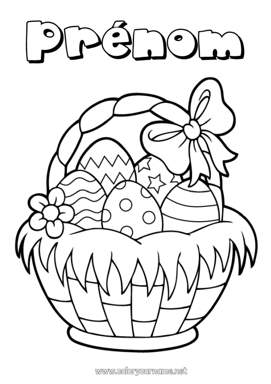 Coloriage à imprimer Oeufs de Pâques Pâques Panier