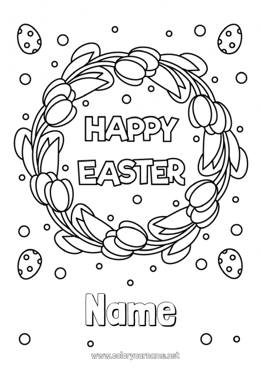 Coloring page to print Flowers Spring Easter eggs Easter 