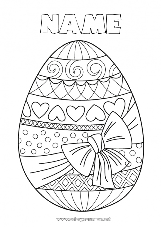 Coloring page to print Children's activities Easter eggs Easter Big easter egg