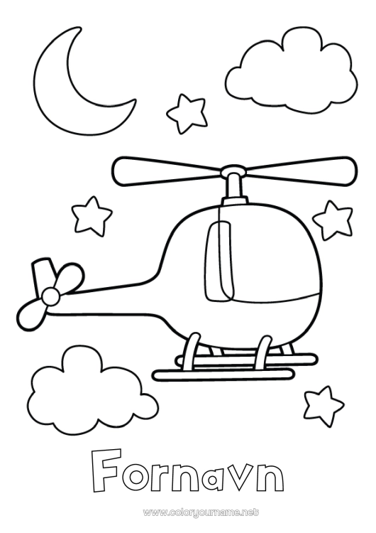 Farvelægningssiden til udskrivning Køretøjer Helikopter Nem farvelægning Luftfartøjer