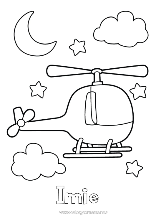 Kolorowanka do wydruku Pojazdy Śmigłowiec Łatwe kolorowanki Pojazdy powietrzne