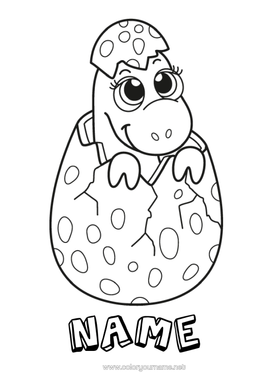 Colouring page to print Cute Dinosaurs Dragon Animal Dragons, Unicorns, And Fantastical Creatures Baby Egg