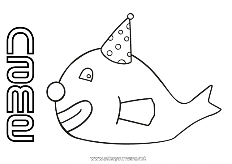 Coloring page to print Animal Fish April Fools' Day Marine or aquatic animals