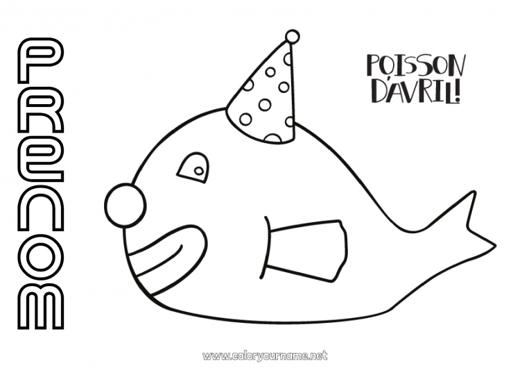 Coloriage à imprimer Animal Poisson Poisson d'avril Animaux marins ou aquatique