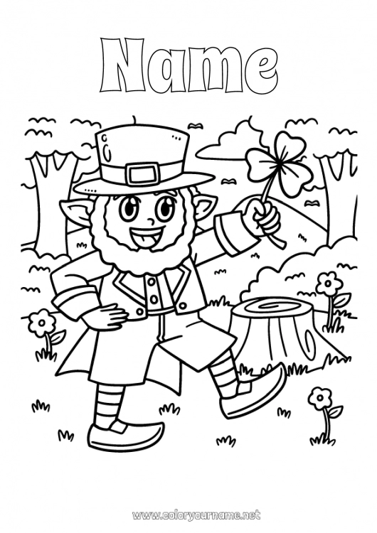 Coloring page to print Clover Ireland Saint Patrick's Day